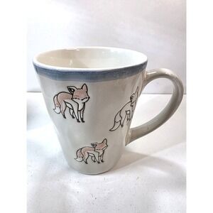 Prima Design Embossed Orange FOX Blue Trim Ceramic Coffee Tea MUG Cup